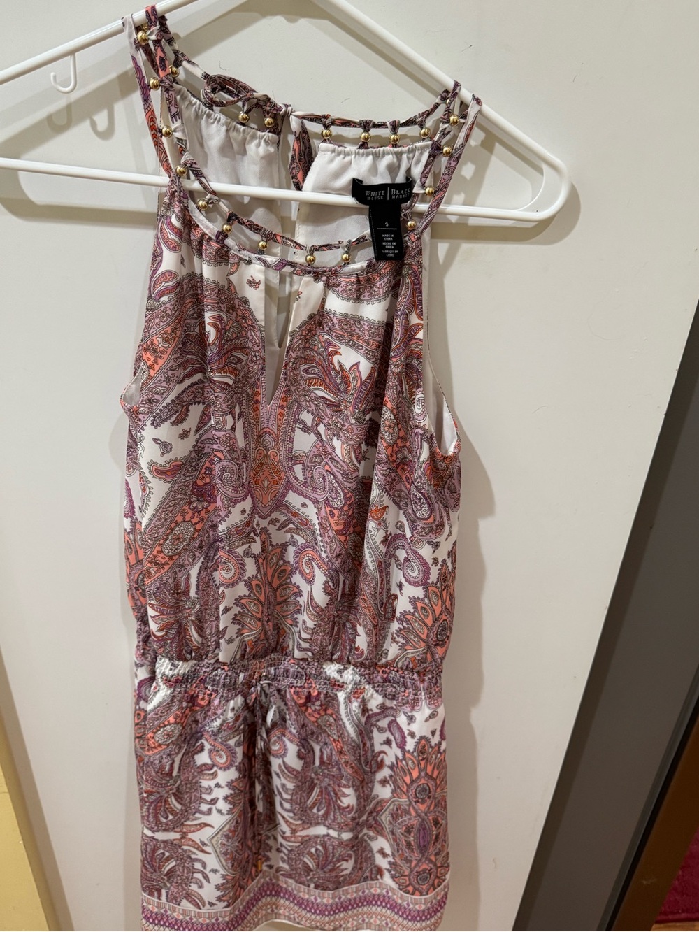 Paisley Halter Romper with Beaded Neckline